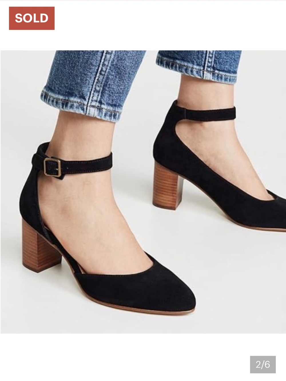 Soludos Black Suede Ankle-Strap Block Heel Pumps